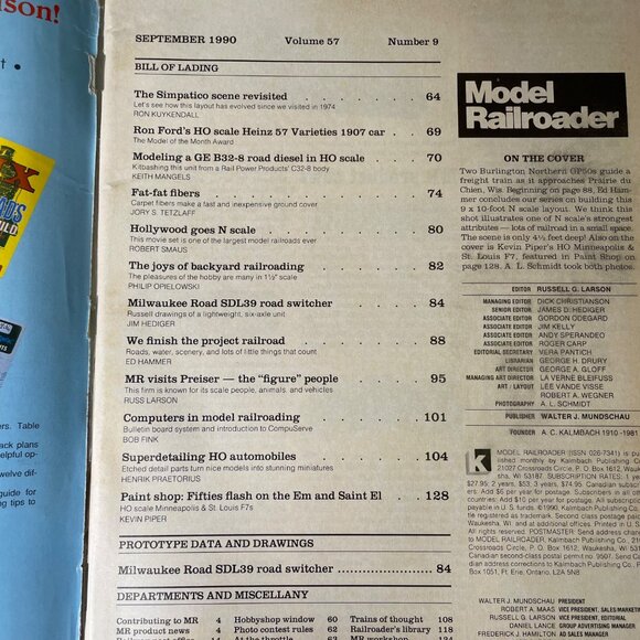 Model Railroader Magazine Back Issue September 1990 Vol 57 No 9 u - Picture 6 of 12